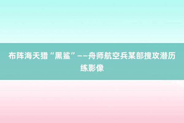 布阵海天猎“黑鲨”——舟师航空兵某部搜攻潜历练影像
